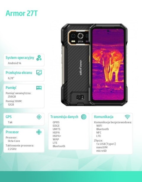 Smartfon Armor 27 4G 12/256GB IP69K Czarny