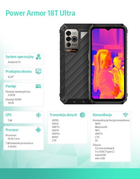Smartfon Power Armor 18T Ultra 5G 12/512GB IP69K Czarny