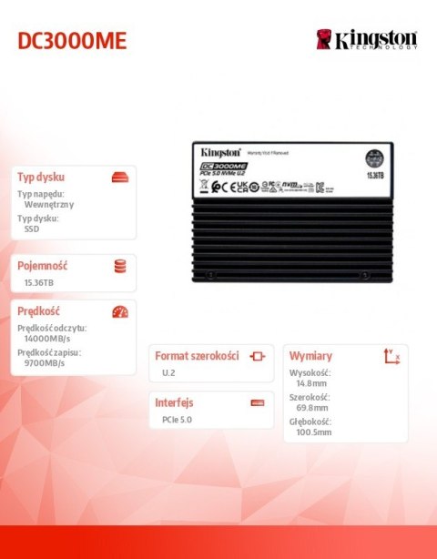 Dysk SSD DC3000ME 15,36TB PCIe 5.0 NVMe U.2