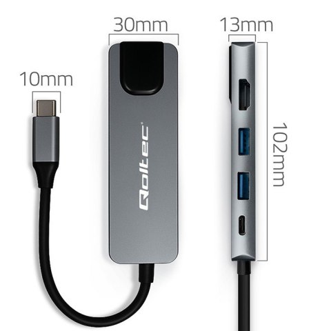 HUB Adapter USB-C 5w1 | USB-C PD 100W | 2xUSB | HDMI 4K | RJ45 HUB Adapter USB-C 5w1 | USB-C PD 100W | 2xUSB | HDMI 4K | RJ45