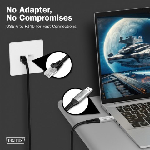 Kabel adapter USB-A - RJ45 Kat. 6A S/FTP, 1 Gbit/s, USB 3.2 Gen1, LSZH, 2m Kabel adapter USB-A - RJ45 Kat. 6A S/FTP, 1 Gbit/s, USB 3.2 Gen1, LSZH, 2m