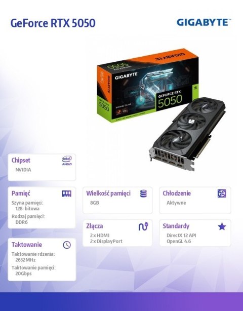 Karta graficzna GeForce RTX 5050 8G GAMING OC 8GB GDDR6 128BIT 2DP/2HDMI