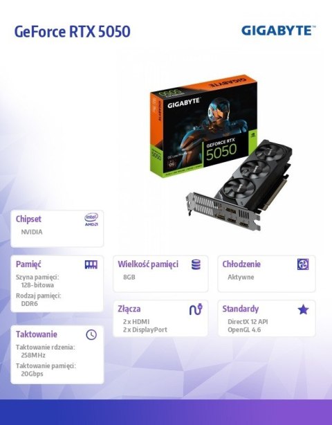 Karta graficzna GeForce RTX 5050 low profile OC 8GB GDDR6 128BIT 2DP/2HDMI Karta graficzna GeForce RTX 5050 low profile OC 8GB GDDR6 128BIT 2DP/2HDMI