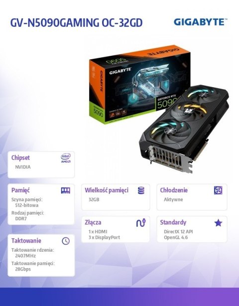 Karta graficzna GeForce RTX 5090 GAMING OC 32G 512BIT GDDR7 3DP/HDMI