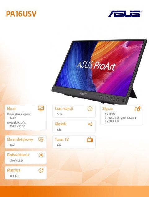 Monitor 16 cali PA16USV 4K IPS HDMI USB-C