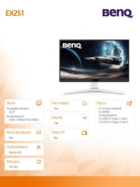 Monitor 24 cale EX251 1ms IPS/220Hz/FullHD/Gaming