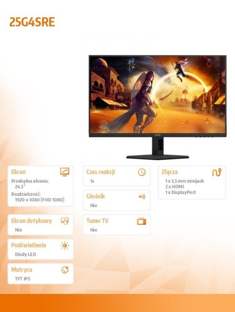 Monitor 25G4SRE 24.5 cala Fast IPS 300Hz HDMIx2 DP Monitor 25G4SRE 24.5 cala Fast IPS 300Hz HDMIx2 DP