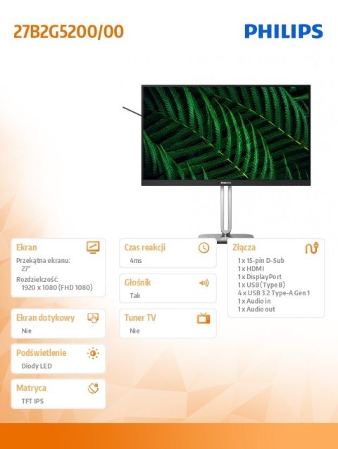 Monitor 27B2G5200 27 cali IPS 100Hz HDMI DP VGA Pivot Głośniki Monitor 27B2G5200 27 cali IPS 100Hz HDMI DP VGA Pivot Głośniki