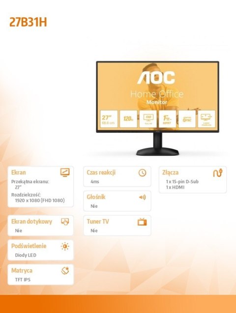Monitor 27B31H 27 cali IPS 120Hz HDMI VGA Monitor 27B31H 27 cali IPS 120Hz HDMI VGA