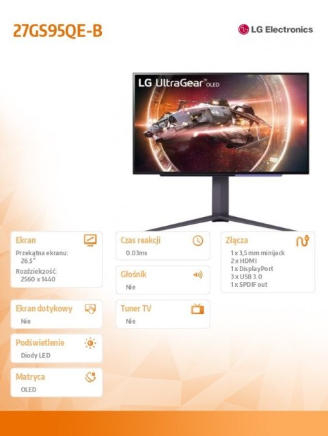 Monitor 27GS95QE-B 27 cali QHD UltraGear Monitor 27GS95QE-B 27 cali QHD UltraGear