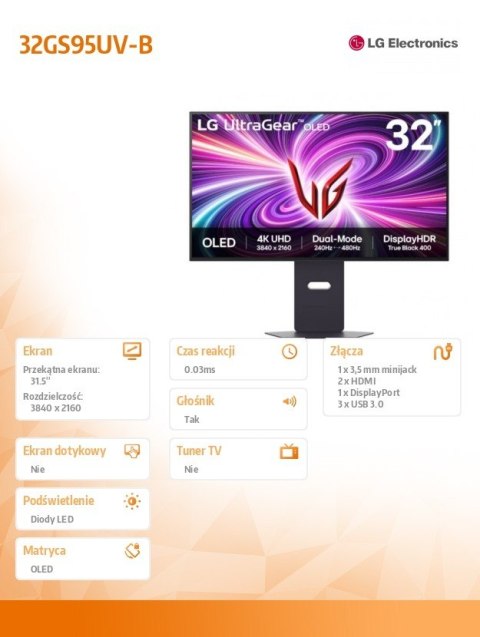 Monitor 32 cale 32GS95UV-B UHD UltraGear Monitor 32 cale 32GS95UV-B UHD UltraGear