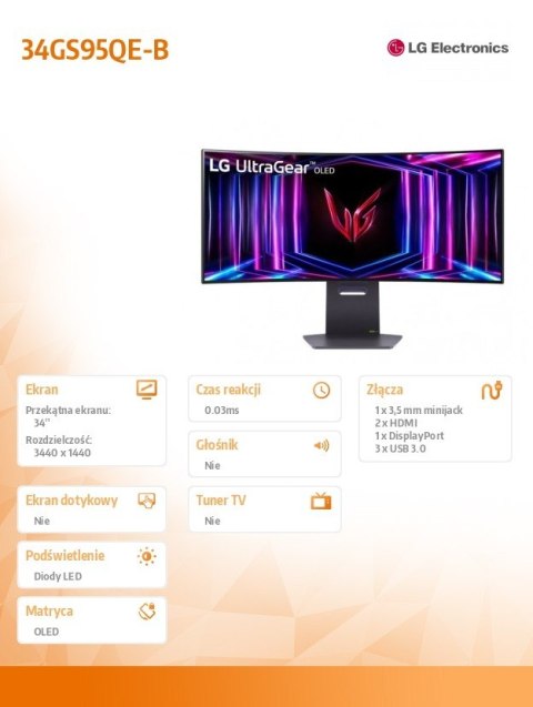Monitor 34 cale 34GS95QE-B Monitor 34 cale 34GS95QE-B