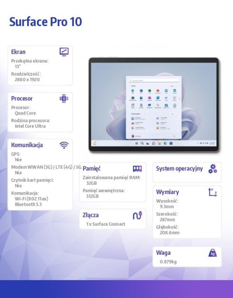 Surface Pro10 Intel Core Ultra 5-135U/32GB/512GB/Comm Plat/X93-00004 Surface Pro10 Intel Core Ultra 5-135U/32GB/512GB/Comm Plat/X93-00004