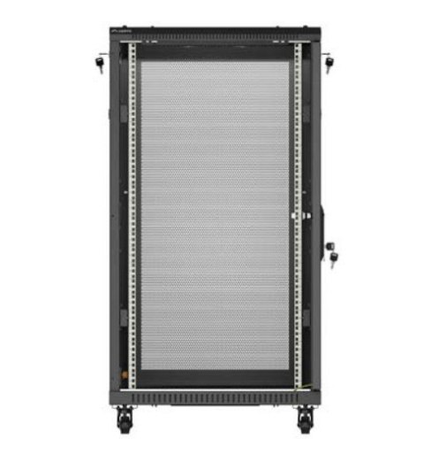 Szafa instalacyjna rack stojąca 19" 22U 600x1000 czarna drzwi perforowane ( flat pack) Szafa instalacyjna rack stojąca 19" 22U 600x1000 czarna drzwi perforowane ( flat pack)