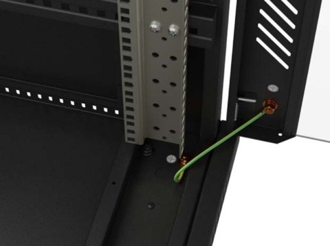 Szafa instalacyjna rack stojąca 19" 22U 600x1000 czarna drzwi perforowane ( flat pack) Szafa instalacyjna rack stojąca 19" 22U 600x1000 czarna drzwi perforowane ( flat pack)
