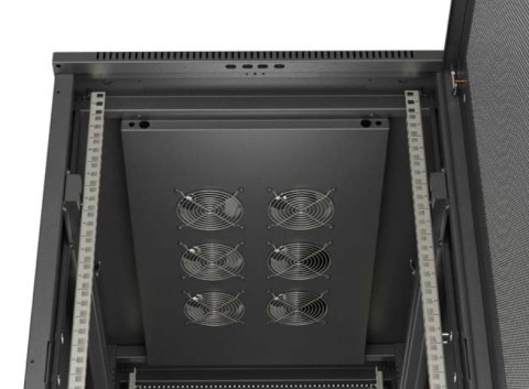 Szafa instalacyjna rack stojąca 19" 22U 600x1000 czarna drzwi perforowane ( flat pack) Szafa instalacyjna rack stojąca 19" 22U 600x1000 czarna drzwi perforowane ( flat pack)