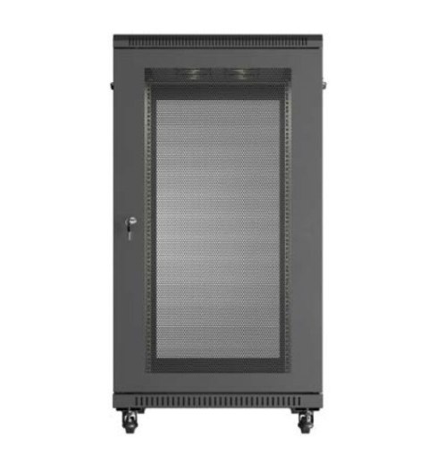 Szafa instalacyjna rack stojąca 19" 22U 600x1000 czarna drzwi perforowane ( flat pack) Szafa instalacyjna rack stojąca 19" 22U 600x1000 czarna drzwi perforowane ( flat pack)