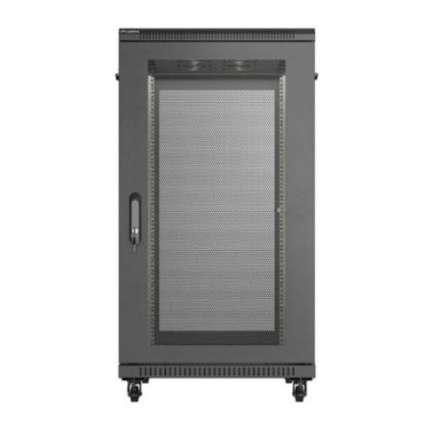 Szafa instalacyjna rack stojąca 19" 22U 600x1000 czarna drzwi perforowane ( flat pack) Szafa instalacyjna rack stojąca 19" 22U 600x1000 czarna drzwi perforowane ( flat pack)