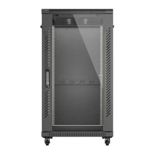 Szafa instalacyjna rack stojąca 19" 22U 600x1000 czarna drzwi przeszkolne ( flat pack)