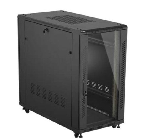 Szafa instalacyjna rack stojąca 19" 22U 600x1200 czarna drzwi przeszklone (flat pack) Szafa instalacyjna rack stojąca 19" 22U 600x1200 czarna drzwi przeszklone (flat pack)