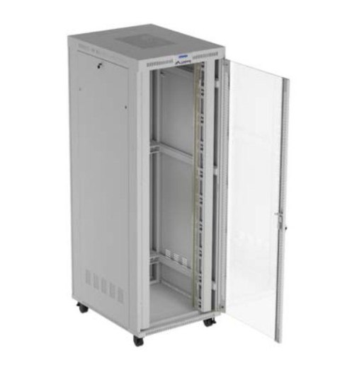 Szafa instalacyjna rack stojąca 47U 800x1000 szara drzwi przeszkolne LCD ( flat pack) V2 Szafa instalacyjna rack stojąca 47U 800x1000 szara drzwi przeszkolne LCD ( flat pack) V2