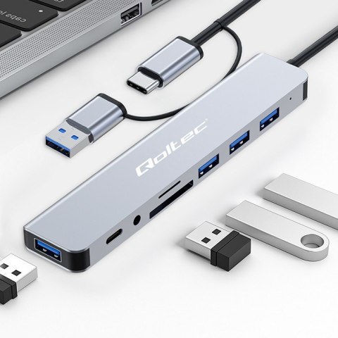 HUB Adapter 8w1 USB-C/USB | USB-C | 4xUSB | SD/TF card | Jack 3.5mm TRRS HUB Adapter 8w1 USB-C/USB | USB-C | 4xUSB | SD/TF card | Jack 3.5mm TRRS
