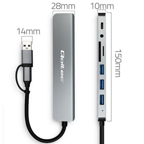 HUB Adapter 8w1 USB-C/USB | USB-C | 4xUSB | SD/TF card | Jack 3.5mm TRRS HUB Adapter 8w1 USB-C/USB | USB-C | 4xUSB | SD/TF card | Jack 3.5mm TRRS