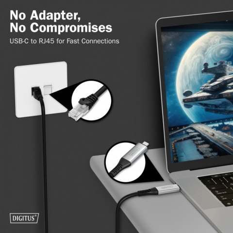 Kabel adapter USB-C - RJ45 Kat. 6A S/FTP, 1 Gbit/s, USB 3.2 Gen1, LSZH, 15m