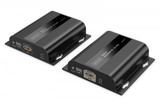 Przedłużacz (extender) po skrętce kat.6 HDMI 4K/60Hz przez IP 1G lub do 120m/200m, max. 253 odbiorniki, sterowanie IR - zestaw (