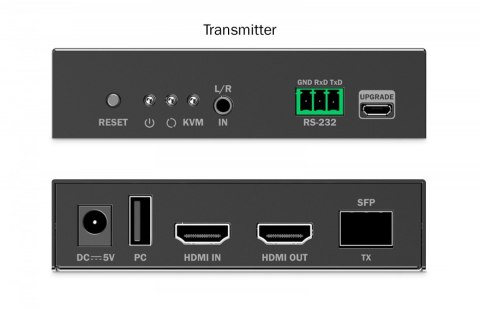 Przedłużacz (extender) światłowodowy HDMI 4K/60Hz z KVM USB 1.1 przez IP 1G lub do 40km/300m, max. 253 odbiorniki, HDMI Loop-Out