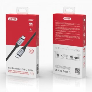 Kabel USB-C - USB-C PD 100W, 5Gbps, 4K60Hz, 2m, M/M; C14091ABK