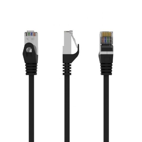 Patch cord ekranowany FTP kat.6 osłonka zalewana 1M czarny