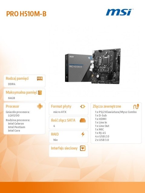 Płyta główna H510M-B s1200 2DDR4 HDMI/VGA mATX