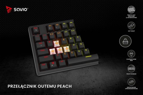 Klawiatura mechaniczna STYX Outemu Peach Silent Hot Swap RGB