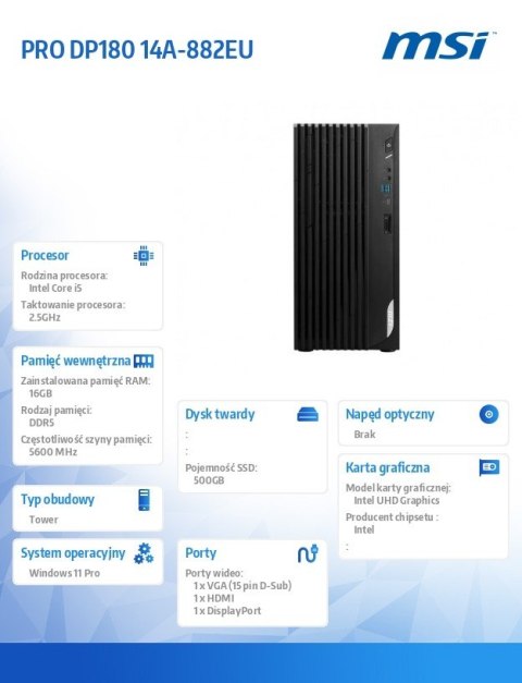 Komputer PRO DP180 14A-882EU W11PRO/i5-14400/16GB/512GB SSD/Black
