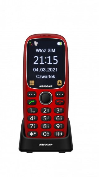 Telefon komórkowy dla seniorów Mescomp MT-166 Edgar Elegant SOS 4G Czerwony