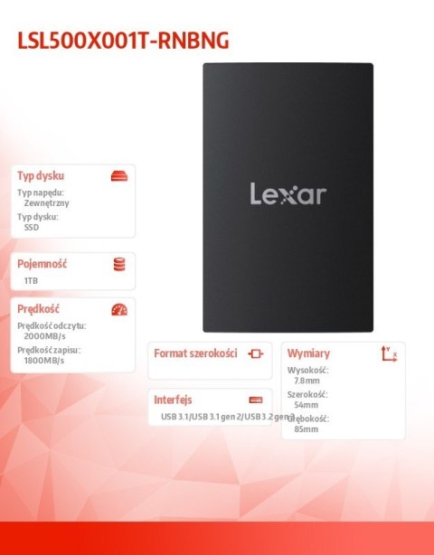 Dysk SSD SL500X 1TB USB 3.2 Gen2 2000/1800/MB/s