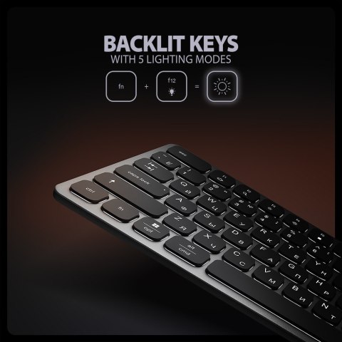 Klawiatura HMC-KB-CRL USB-C 5Gbps z wieloportowy hub 9in1, SD/microSD, 3x USB-A, HDMI 4K/60Hz, PD 100W, Audio, Cyrillic layout, 