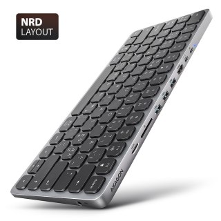Klawiatura HMC-KB-NRD USB-C 5Gbps z wieloportowy hub 9in1, SD/microSD, 3x USB-A, HDMI 4K/60Hz, PD 100W, Audio, Nordic layout, 60