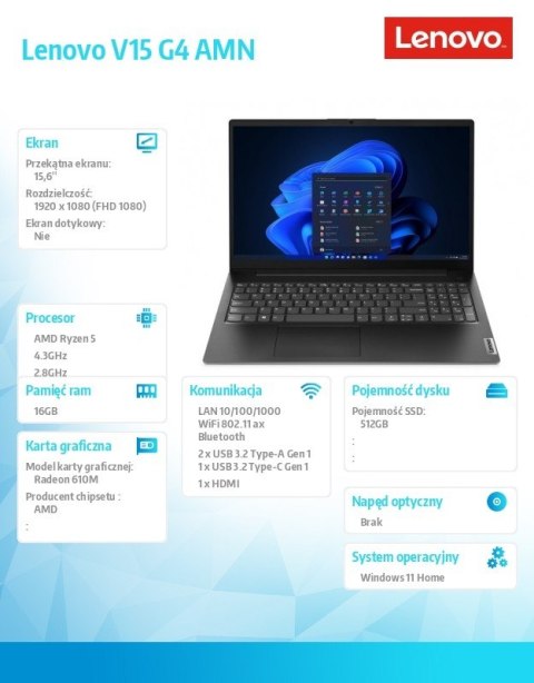 Laptop V15 G4 82YU016UPB W11Home 7520U/16GB/512GB/INT/15.6 cala FHD/Black/3YRS OS