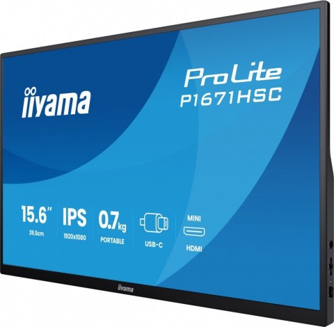 Monitor 15.6 cala P1671HSC-B1 IPS,FHD,miniHDMI,2xUSBC,250cd,8ms,2x1W, 0,7kg