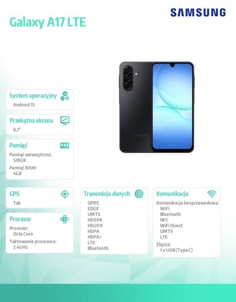Smartfon Galaxy A17 LTE 4/128GB Retail czarny