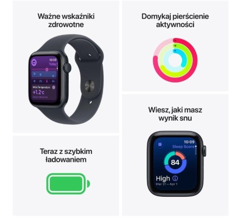 Watch SE 3 GPS koperta 40 mm z aluminium w kolorze księżycowej poświaty, pasek sportowy w kolorze księżycowej poświaty - rozmiar