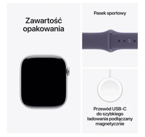 Watch Series 11 GPS+Cellular koperta 46 mm z aluminium w kolorze srebrnym, pasek sportowy w kolorze mlecznego fioletu - rozmiar 