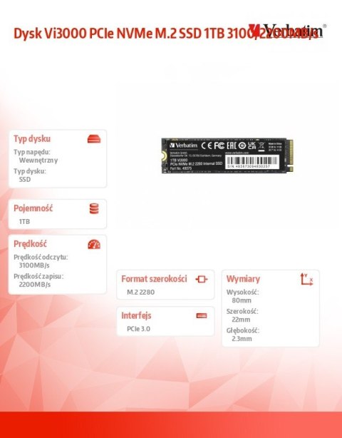 Dysk Vi3000 PCIe NVMe M.2 SSD 1TB 3100/2200MB/s