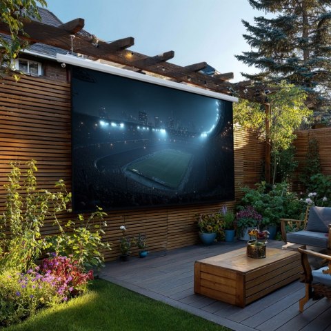 Ekran projekcyjny elektryczny MC-561 135 300x168cm 16:9 sterowanie ścienne i z pilota