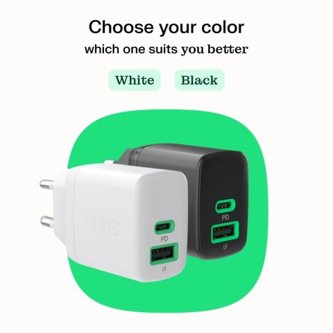 Ładowarka sieciowa 30W 1xUSB-C 1xUSB-A biała