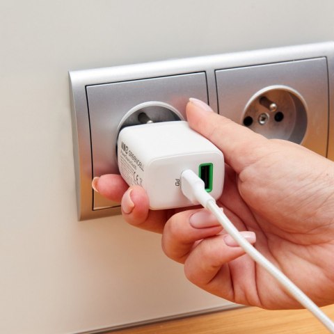 Ładowarka sieciowa 30W 1xUSB-C 1xUSB-A biała