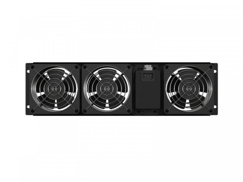 Panel wentylacyjny pionowy 19 cali 3U do szaf rack, trzy wentylatory, 230V, czarny