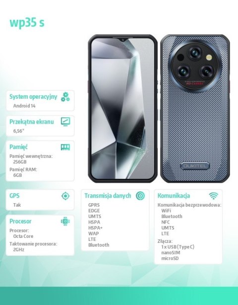Smartfon WP35S 4G 6/256GB IP69K szary